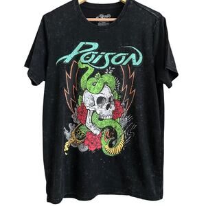 Poison Band Tee - Acid Wash Graphic Skull Snake Rose - Men's M -‎ NWOT